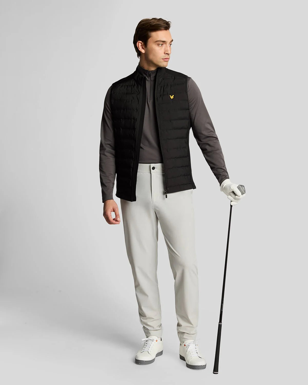 Lyle & Scott Hybrid Quilted Zip Gilet Jet Black