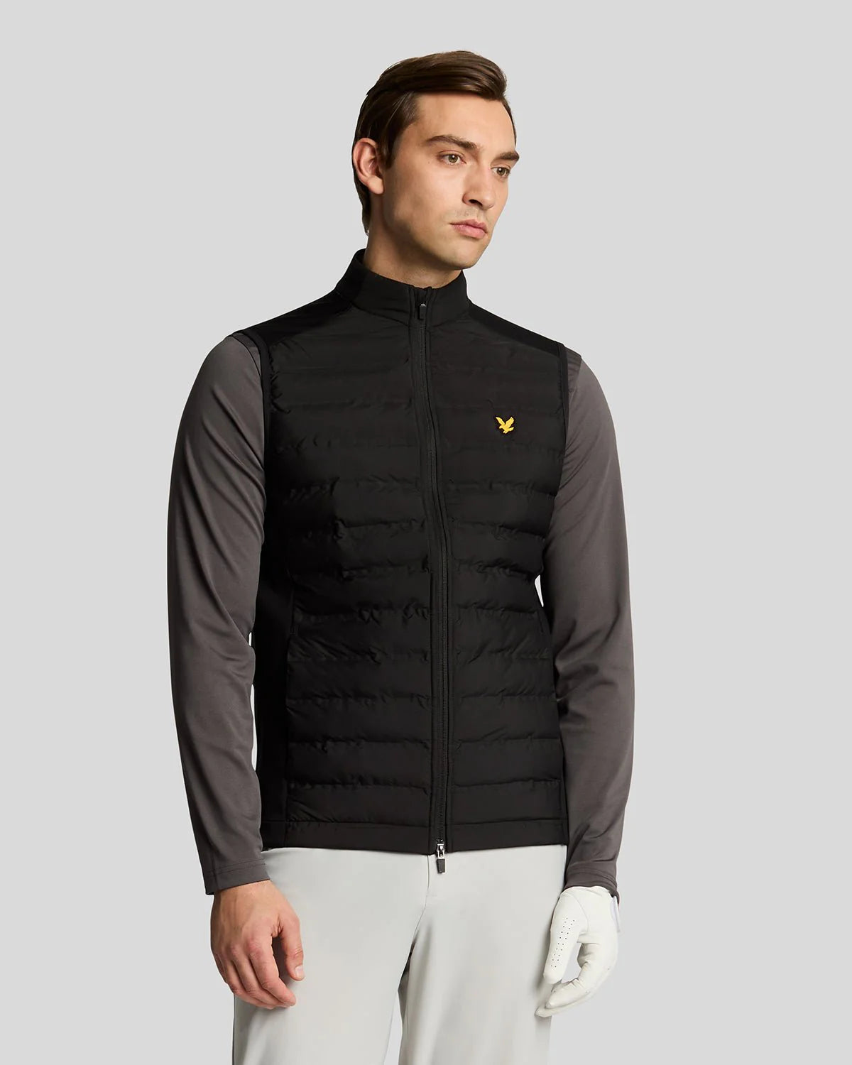 Lyle & Scott Hybrid Quilted Zip Gilet Jet Black