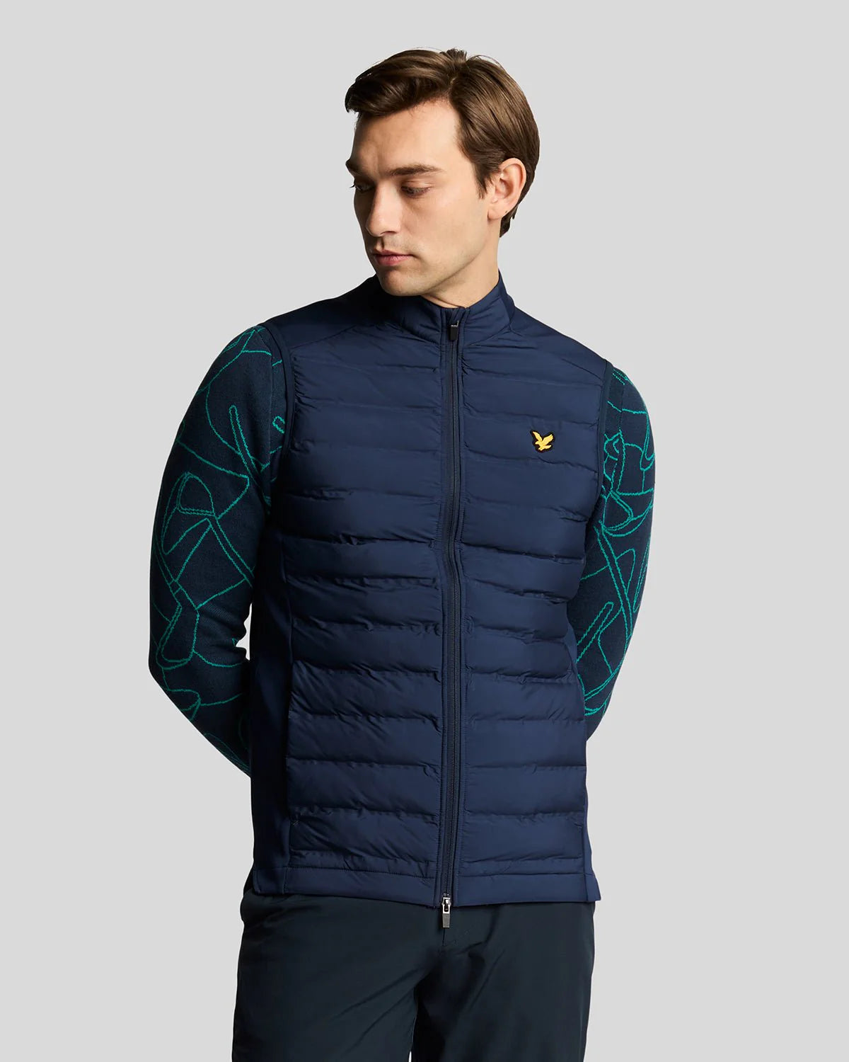 Lyle & Scott Hybrid Quilted Zip Gilet Ryder Blue