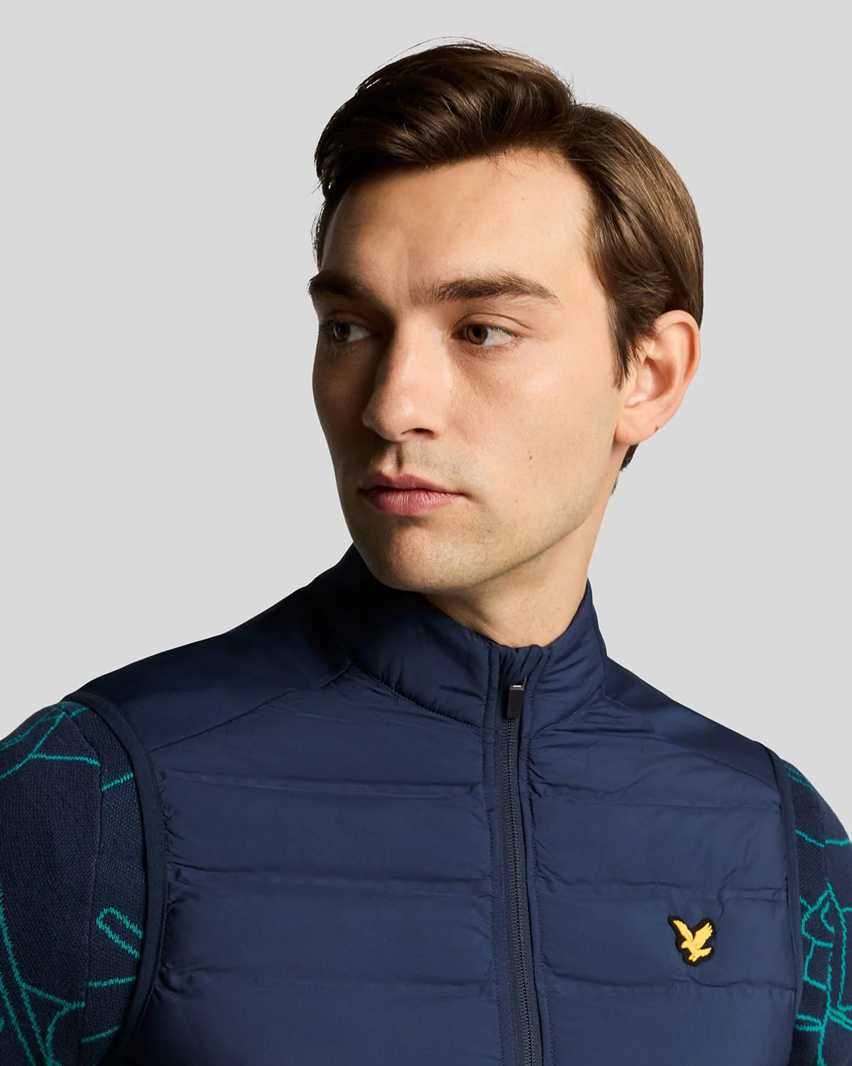 Lyle & Scott Hybrid Quilted Zip Gilet Ryder Blue